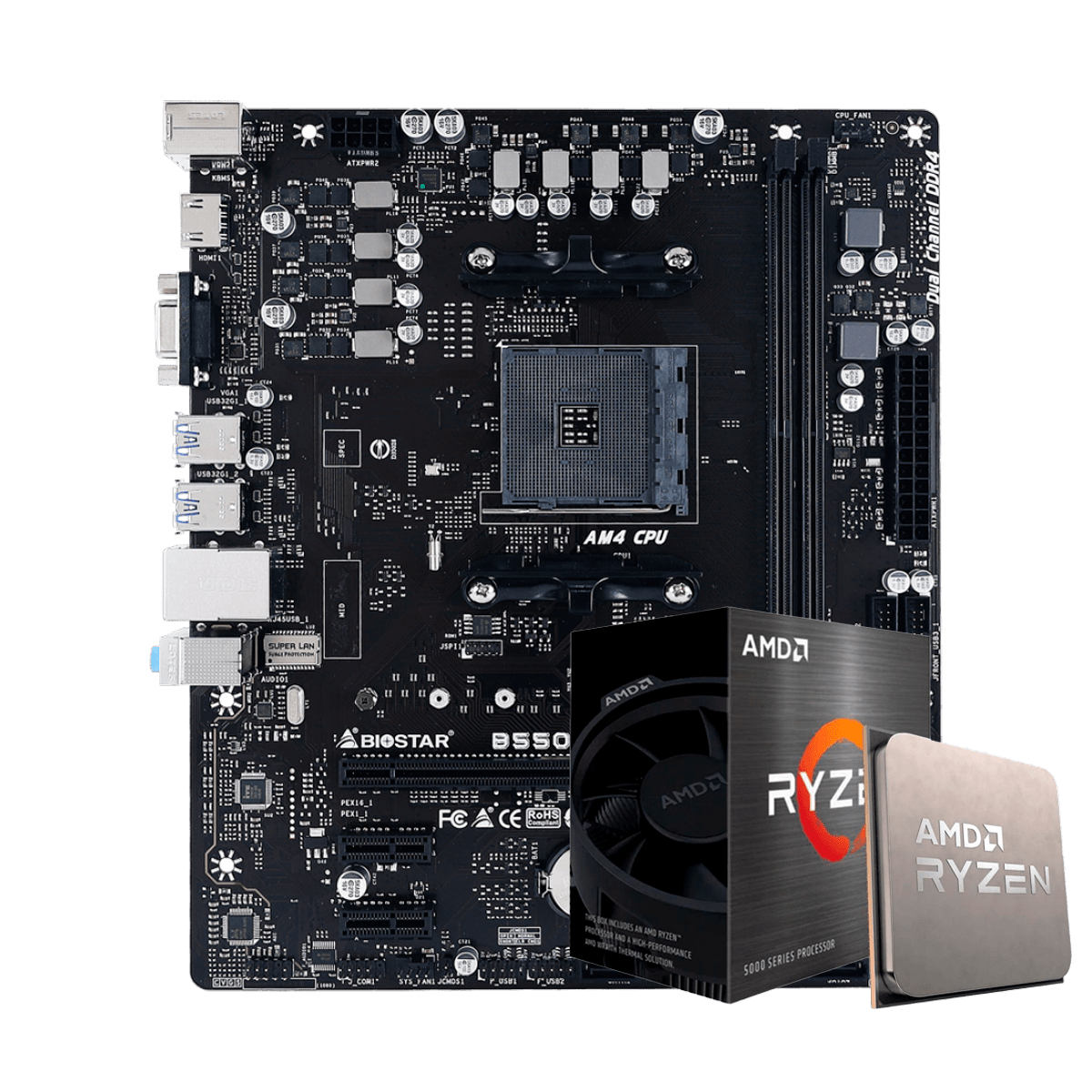 Kit Upgrade AMD Ryzen 7 5700X + Placa Mãe Biostar B550MH