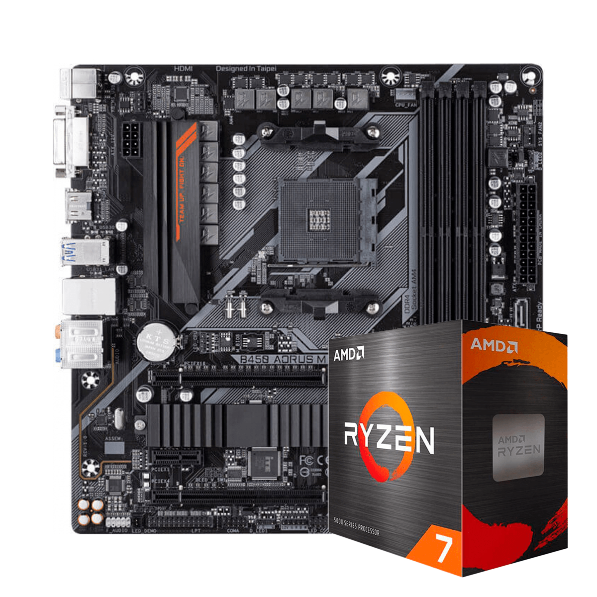 Kit Upgrade AMD Ryzen 7 5700X + Placa Mãe Gigabyte B450 AORUS M 