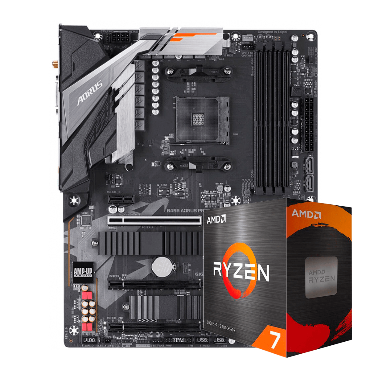 Kit Upgrade AMD Ryzen 7 5700X + Placa Mãe Gigabyte B450 AORUS PRO WIFI