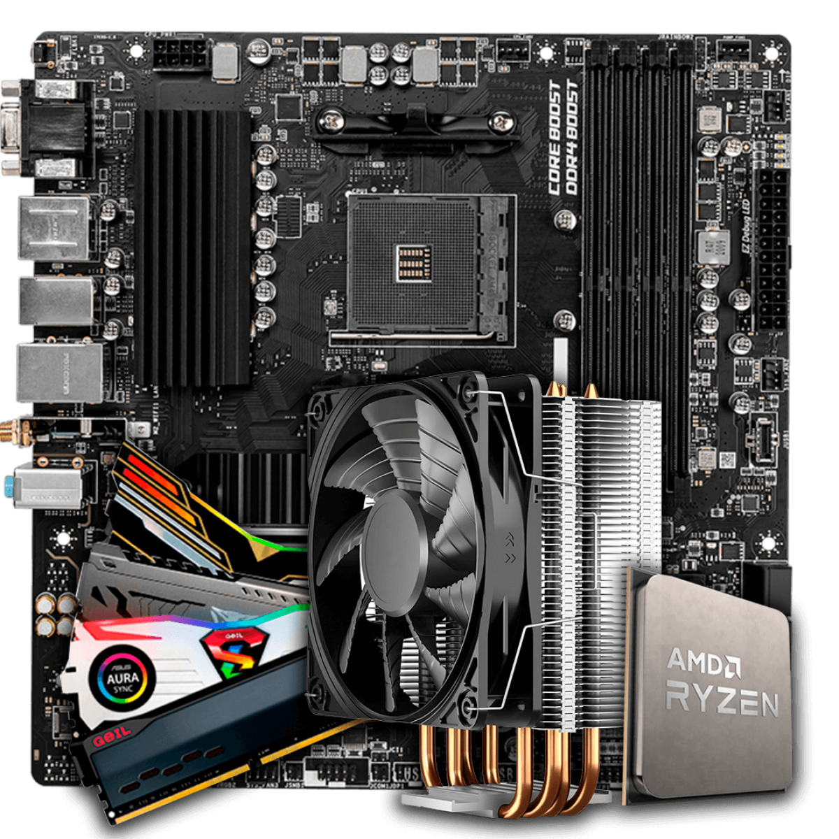Kit Upgrade, AMD Ryzen 7 5700X + Placa Mãe MSI B550M PRO-VDH WIFI + 16GB DDR4 + Cooler