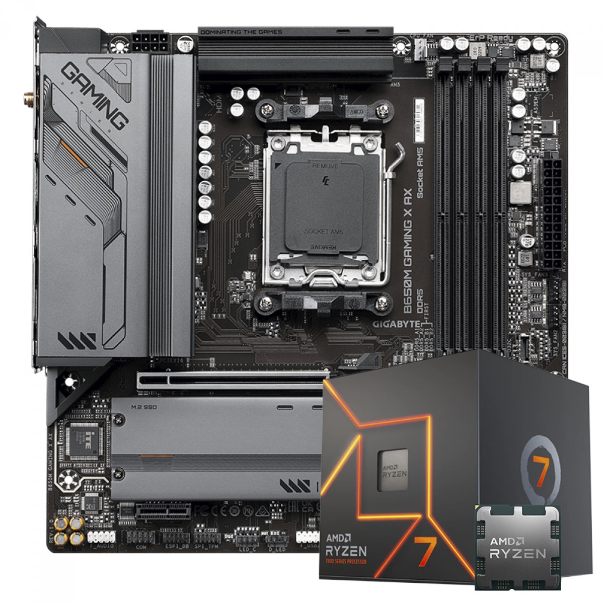 Kit Upgrade AMD Ryzen 7 7700 + Placa Mãe Gigabyte B650M Gaming X AX