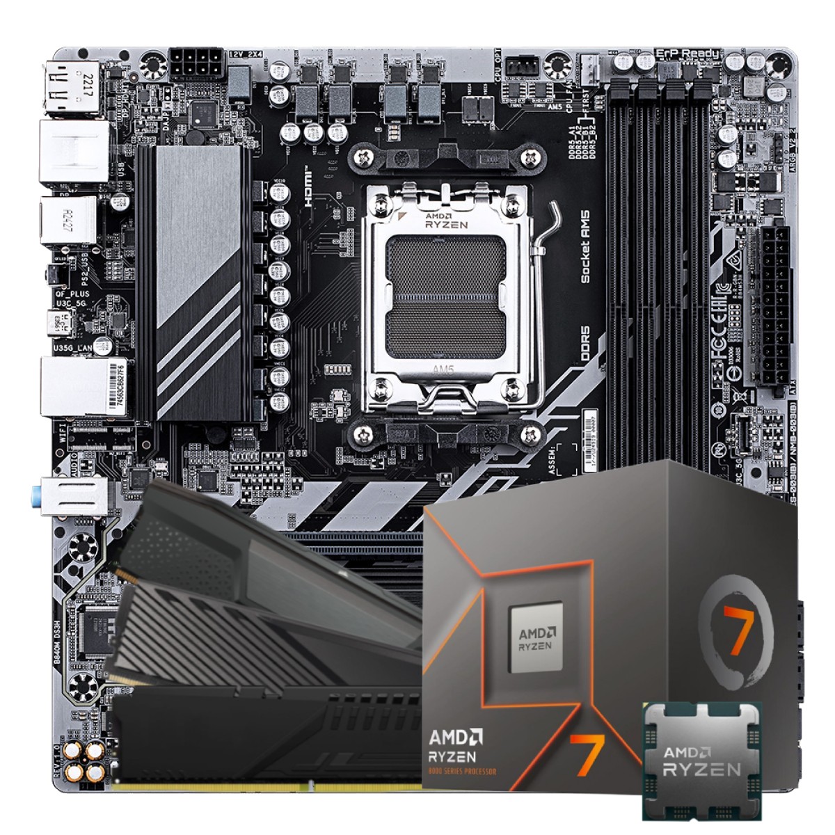 Kit Upgrade, AMD Ryzen 7 8700F, Placa Mãe Chipset B840, 8GB DDR5