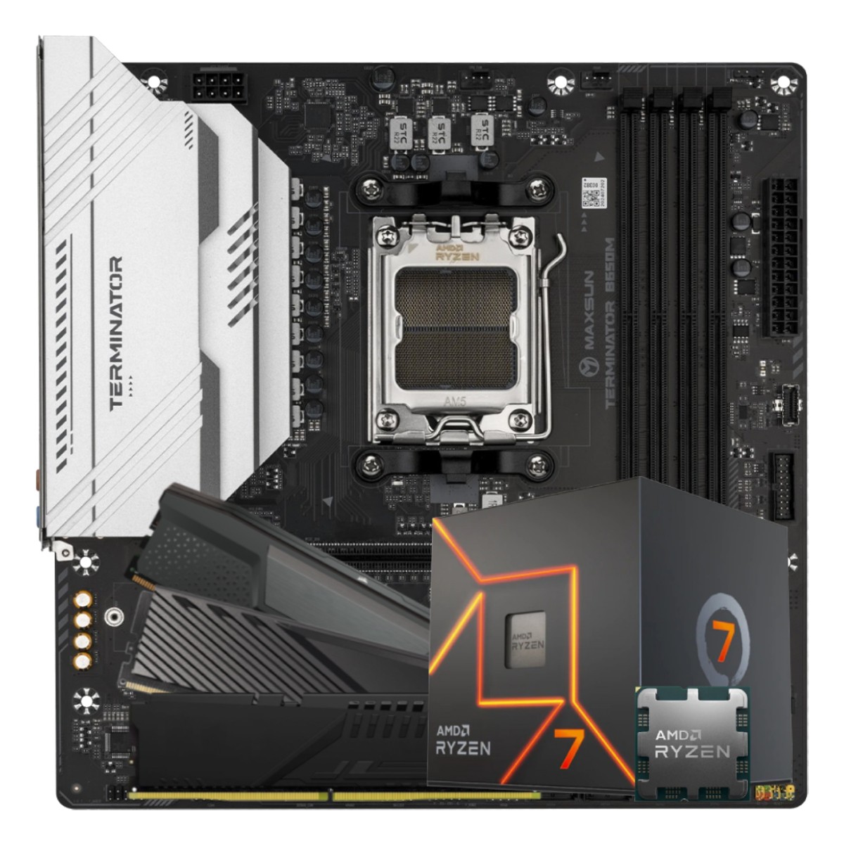 Kit Upgrade, AMD Ryzen 7 8700G + Placa Mãe Chipset B650 DDR5 + Memória 8GB DDR5