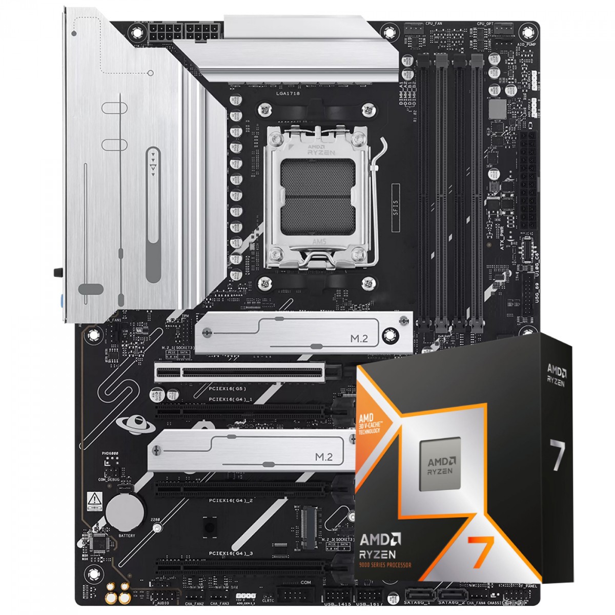 Kit Upgrade, AMD Ryzen 7 9800X3D, Placa Mãe Chipset X870 AM5 DDR5
