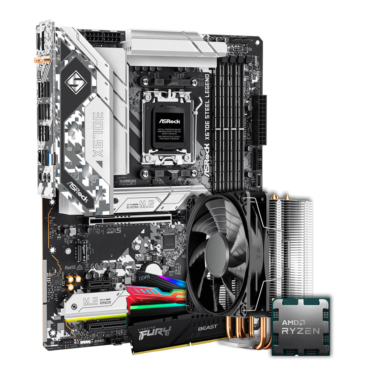 Kit Upgrade ASRock X670E Steel Legend + AMD Ryzen 5 7600X + 16GB DDR5 + Cooler