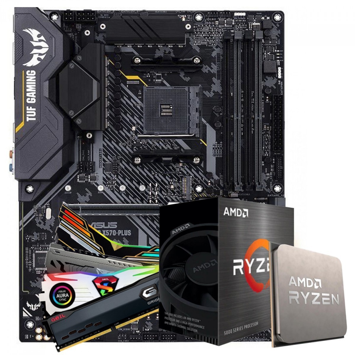 Kit Upgrade Asus TUF Gaming X570-Plus + AMD Ryzen 5 5600X + 16GB (2x8GB) DDR4 RGB