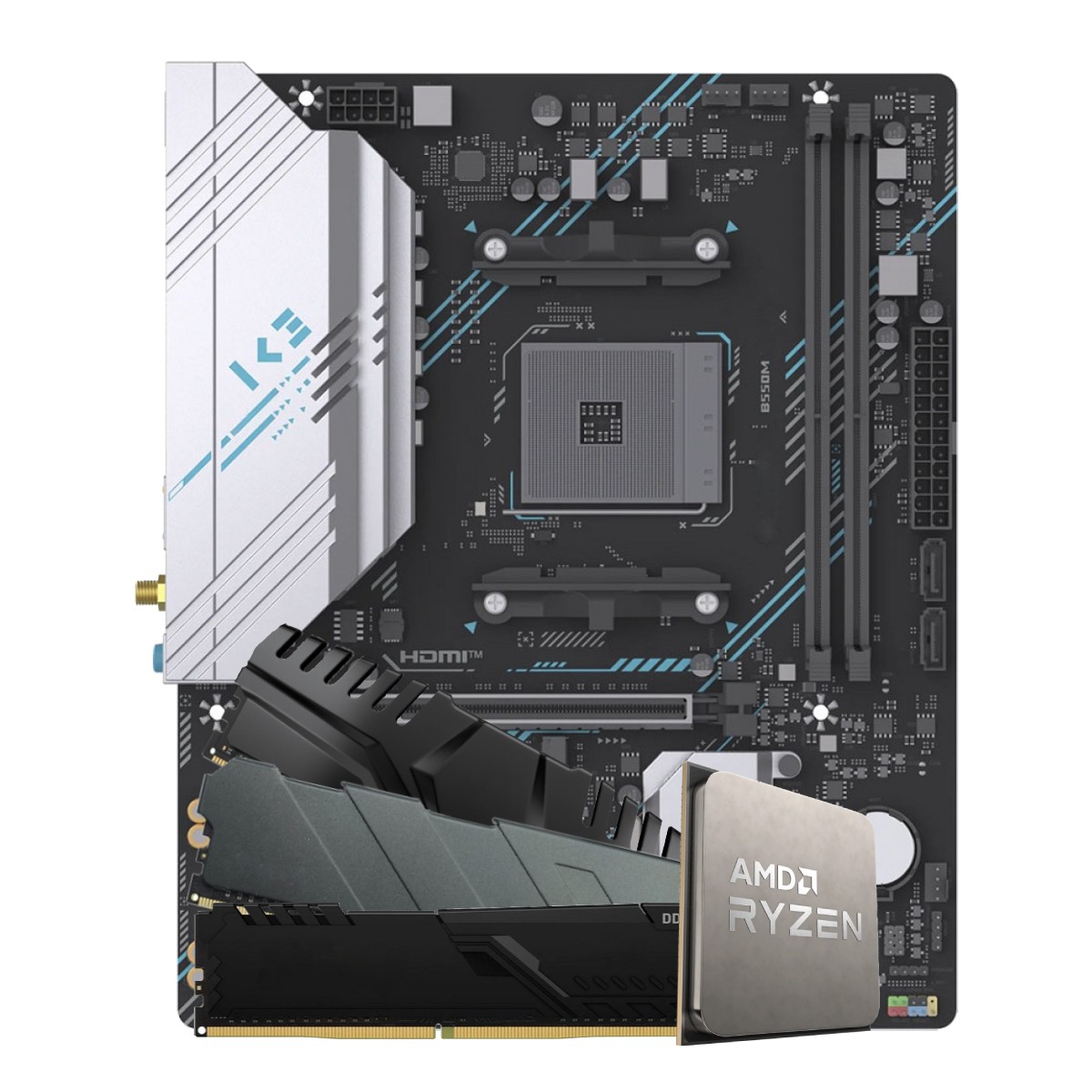 Kit Upgrade, AMD Ryzen 7 5700G, Placa Mãe Chipset B550M, 16GB