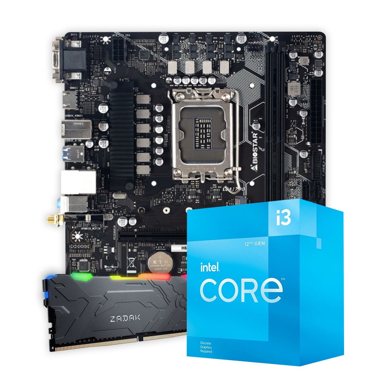 Kit Upgrade Intel Core I3 12100F + Placa Mãe Biostar H610MX-E + 8GB DDR4