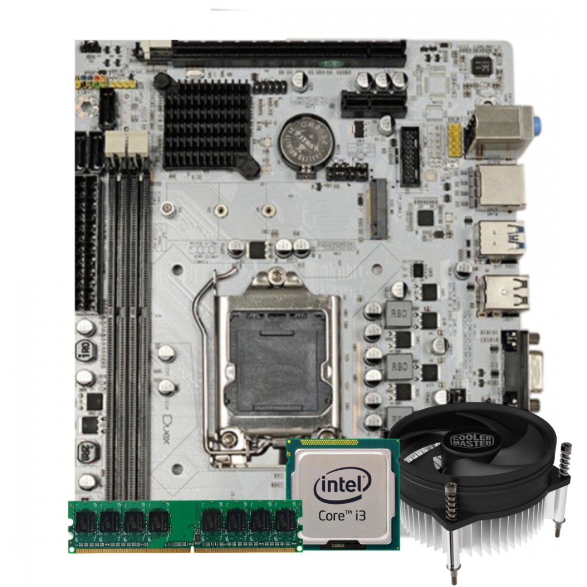Kit Upgrade, Intel Core i3 2120, Placa Mãe Duex DX B75ZG , Memória 8GB DDR3 1600MHz