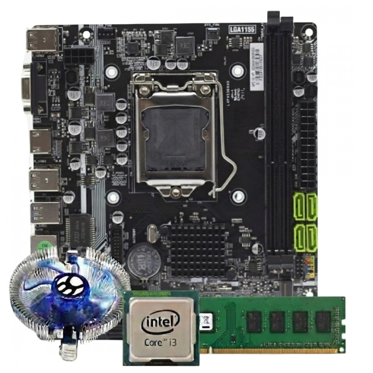 Kit Upgrade, Intel Core I3 3220, Placa Mãe Chipset H61, Memória 8GB DDR3, Cooler