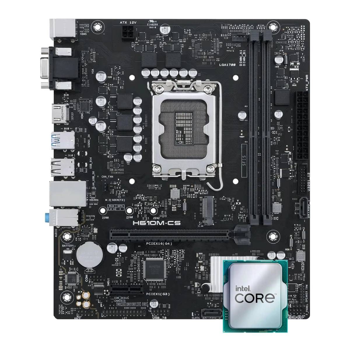 Kit Upgrade, Intel Core i5 12400F, Placa Mãe H610, SSD 120GB