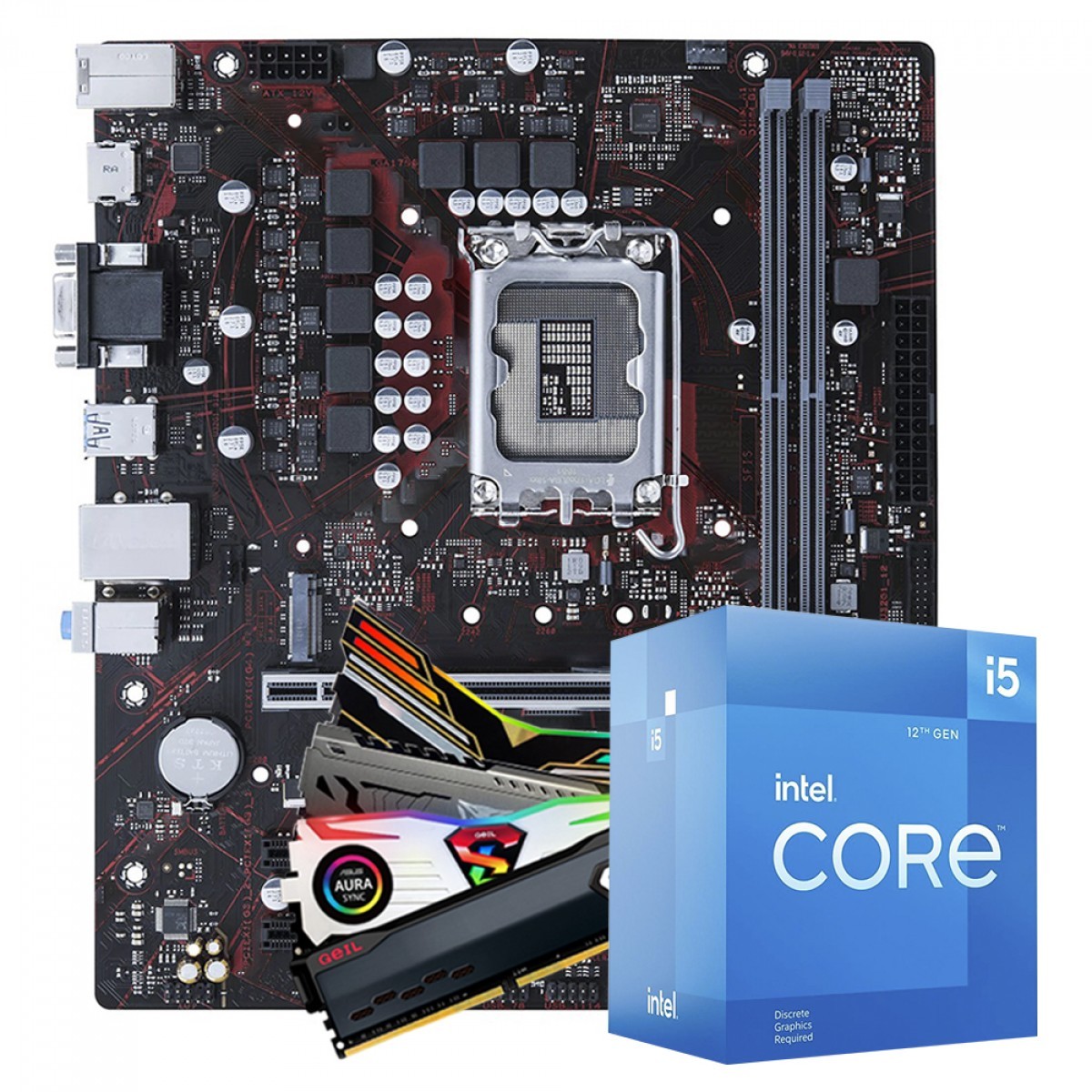 Kit Upgrade, Intel Core i5 12600KF, Placa Mãe Chipset B660, Memória DDR4 16GB