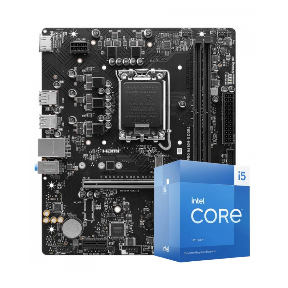 Kit Upgrade, Intel Core i5 13400F, Placa Mãe MSI PRO H610M-S