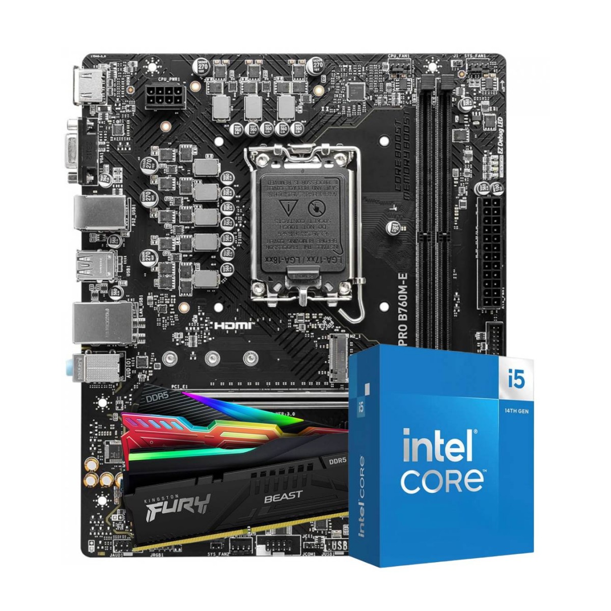 Kit Upgrade, Intel Core i5 14400F, MSI PRO B760M-E, Memória 16GB DDR5 