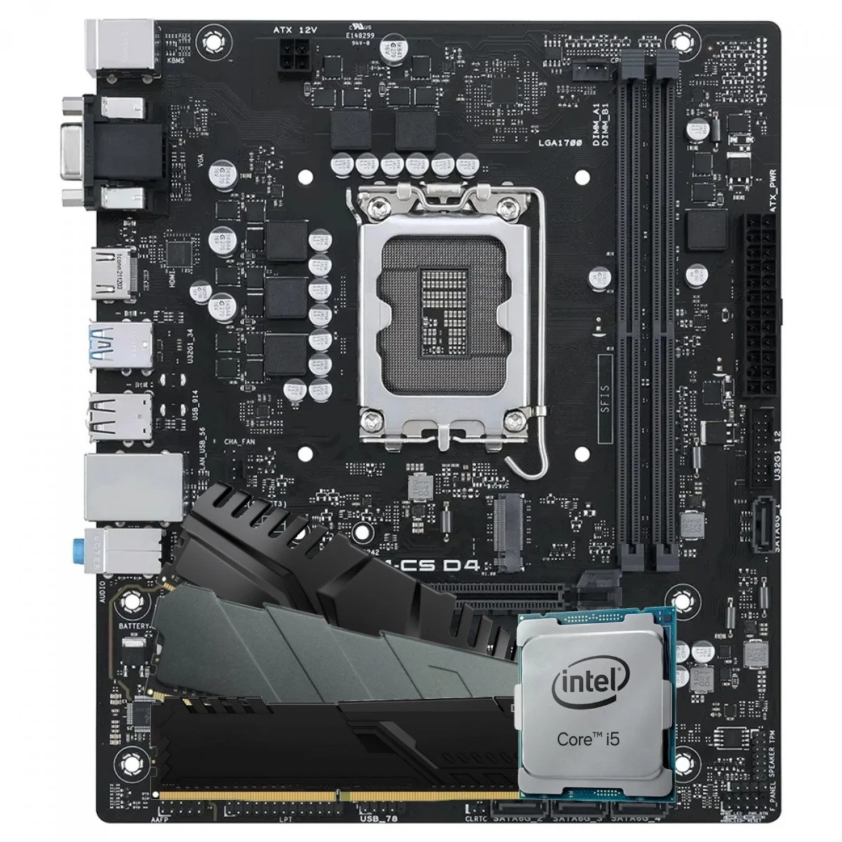 Kit Upgrade Intel Core i5 14400F + Placa Mãe Chipset B760 + 8GB DDR4