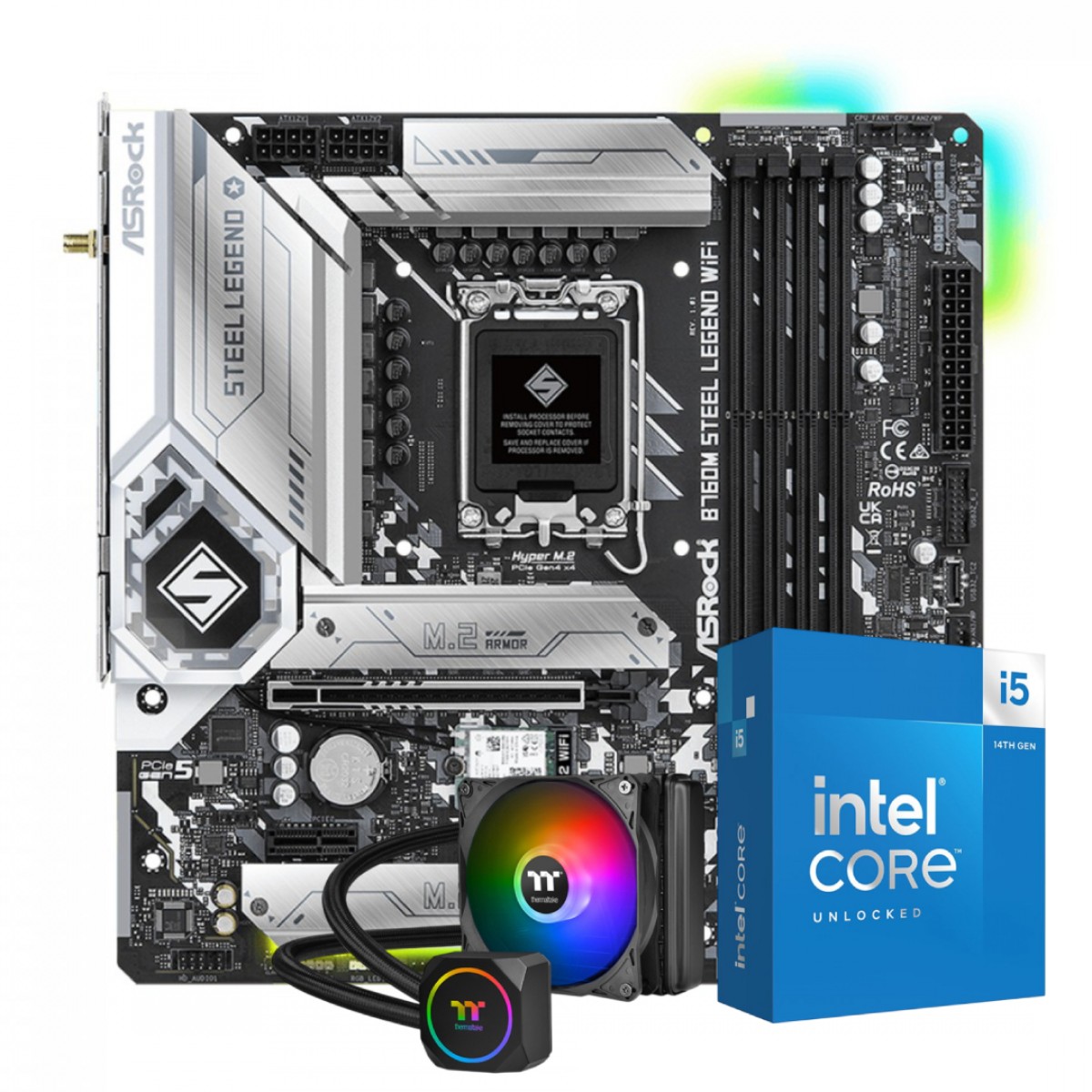 Kit Upgrade, Intel Core i5 14600KF, Placa Mãe ASRock B760M Steel Legend WIFI