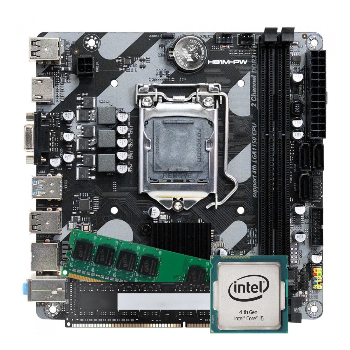 Kit Intel Core i5 3.2GHz + Placa Mãe Chipset H81 + Memória 16GB DDR3