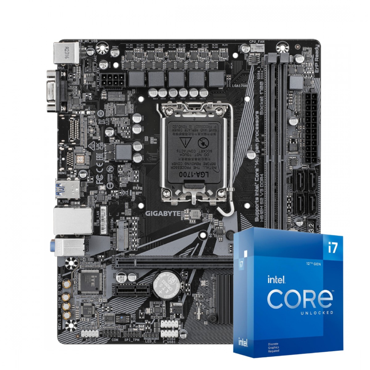 Kit Upgrade Intel Core i7 12700KF, Placa Mãe Chipset H610