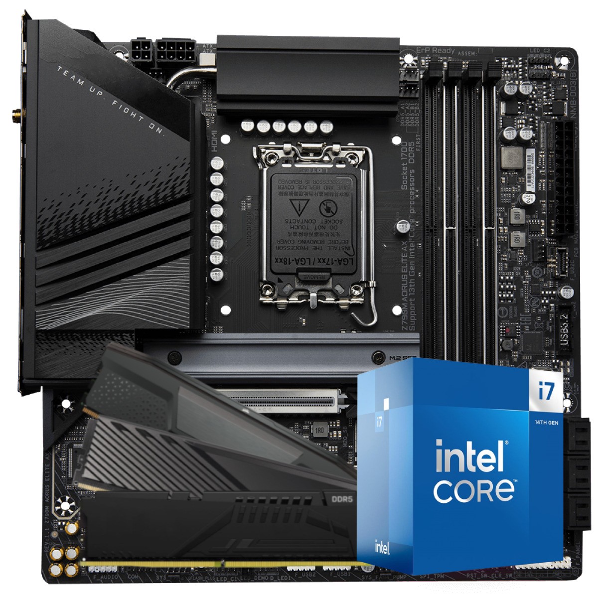 Kit Upgrade, Intel Core i7 14700F, Placa Mãe Chipset Z790, Memória