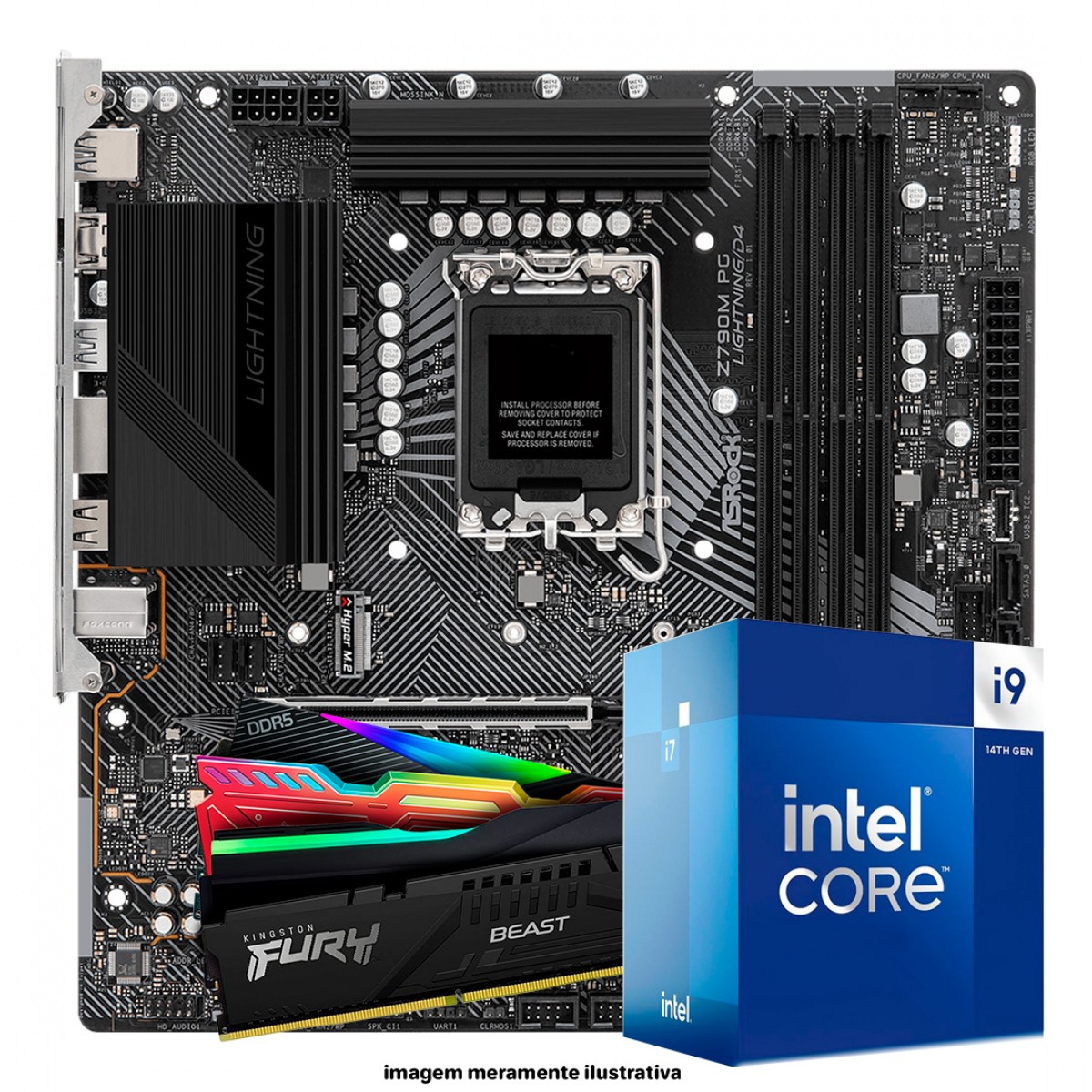 Kit Upgrade, Intel Core i9 14900F, Placa Mãe Chipset Z790, Memória 16GB DDR5