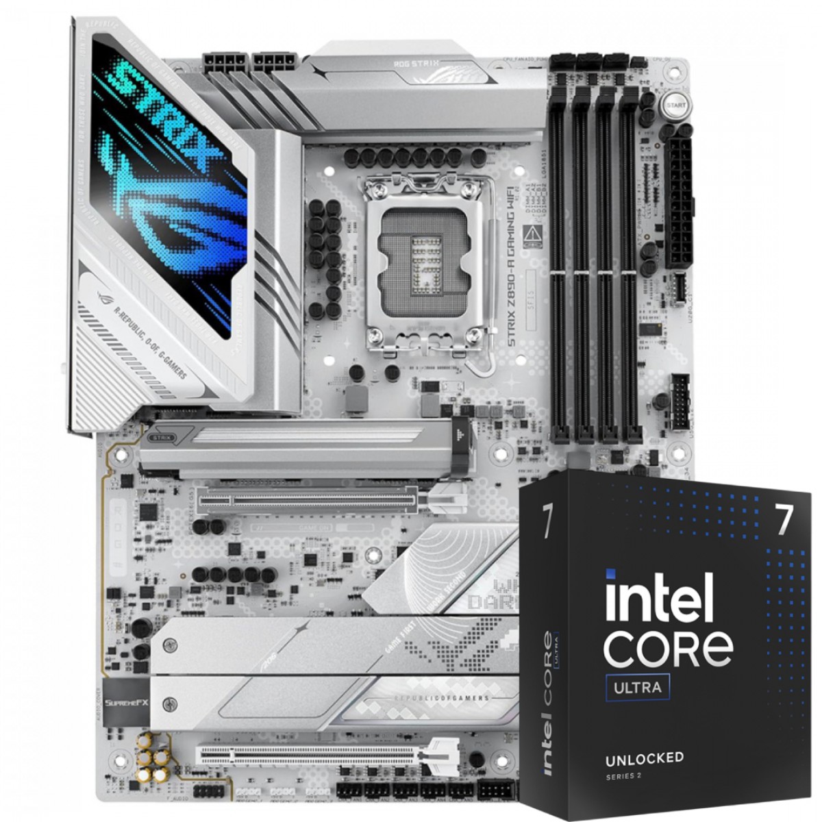 Kit Upgrade, Intel Core Ultra 7 265K, Placa Mãe Asus Rog Strix Z890-A Gaming WiFi