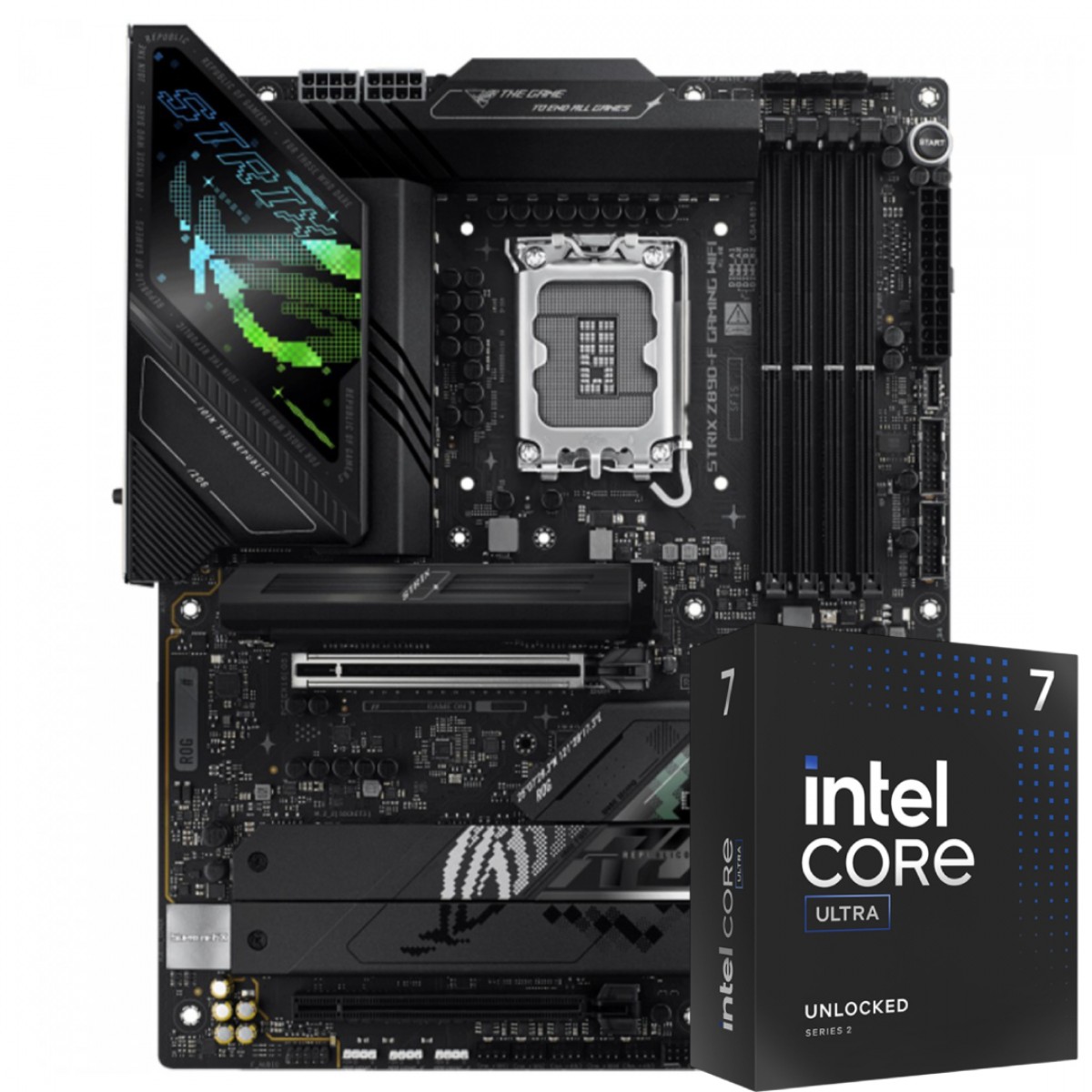 Kit Upgrade, Intel Core Ultra 7 265K, Placa Mãe Asus Rog Strix Z890-F Gaming WiFi
