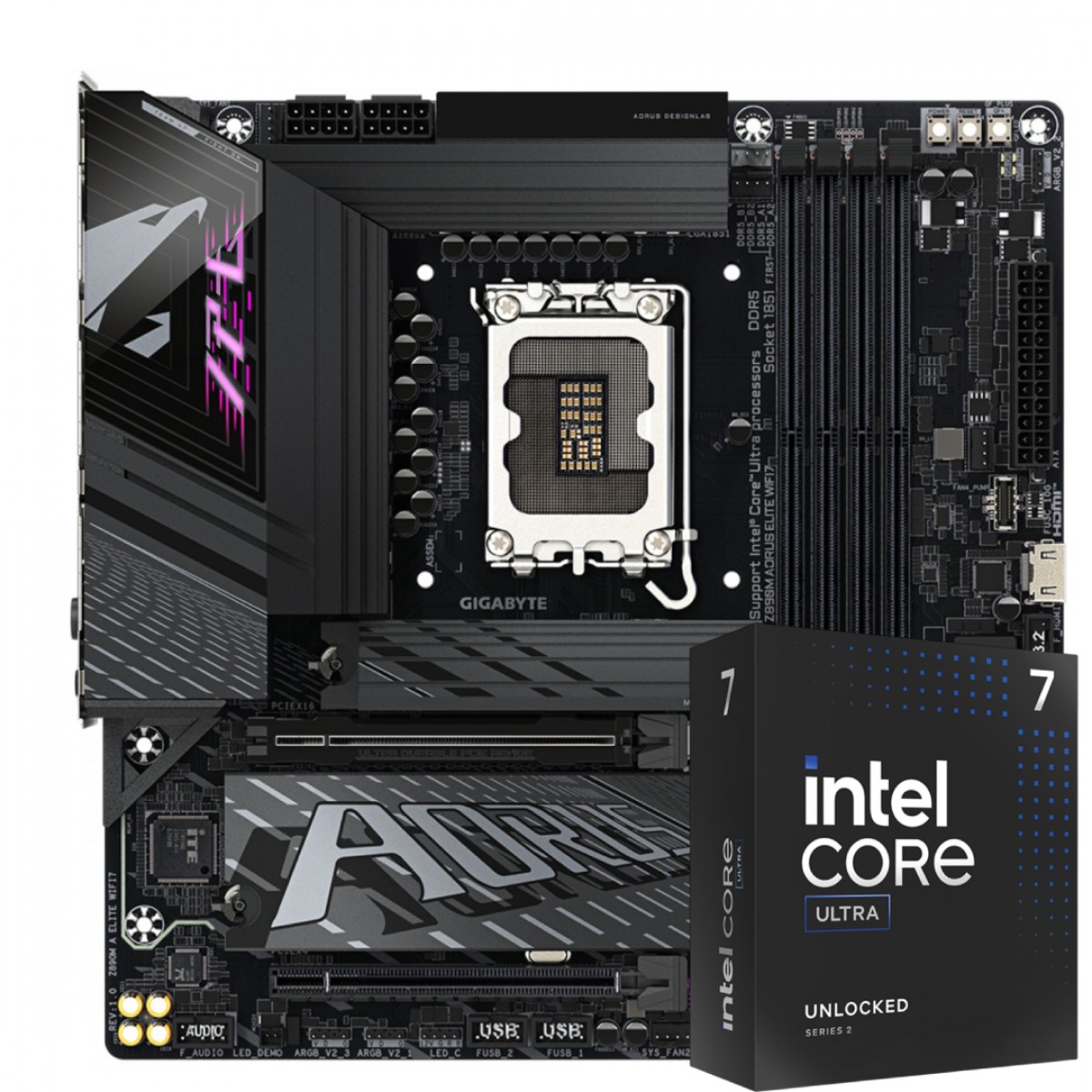 Kit Upgrade, Intel Core Ultra 7 265K, Placa Mãe Gigabyte Z890M Aorus Elite WIFI7