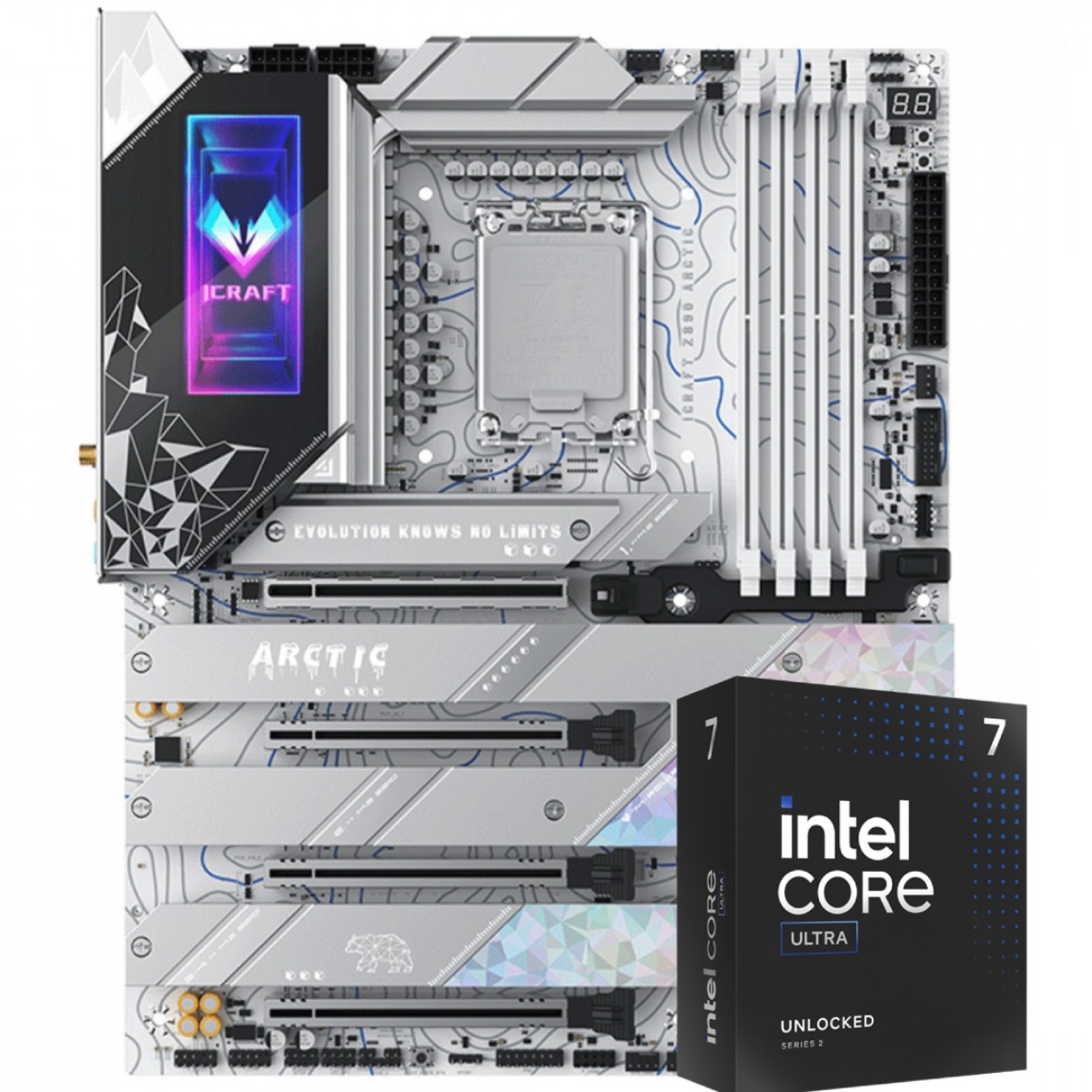 Kit Upgrade, Intel Core Ultra 7 265K, Placa Mãe Maxsun iCraft Z890 Arctic