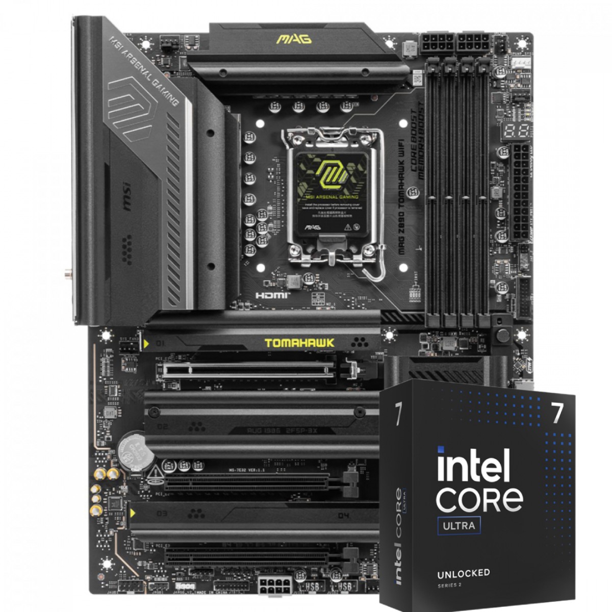 Kit Upgrade, Intel Core Ultra 7 265K, Placa Mãe MSI Mag Z890 Tomahawk WIFI