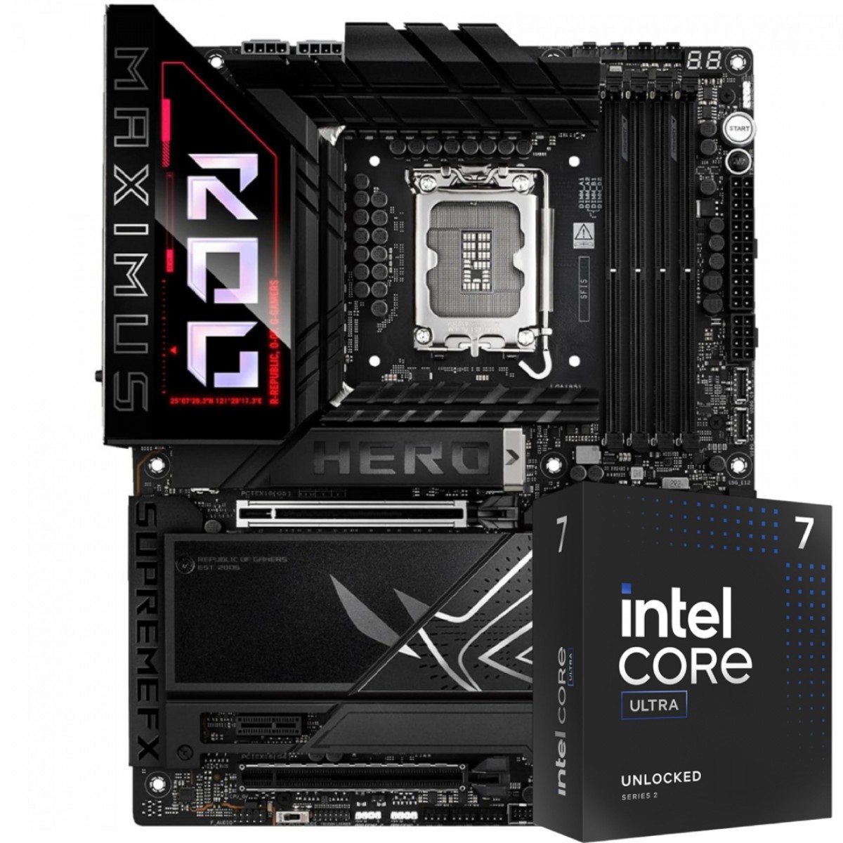 Kit Upgrade, Intel Core Ultra 7 265KF, Placa Mãe Asus Rog Maximus Z890 Hero