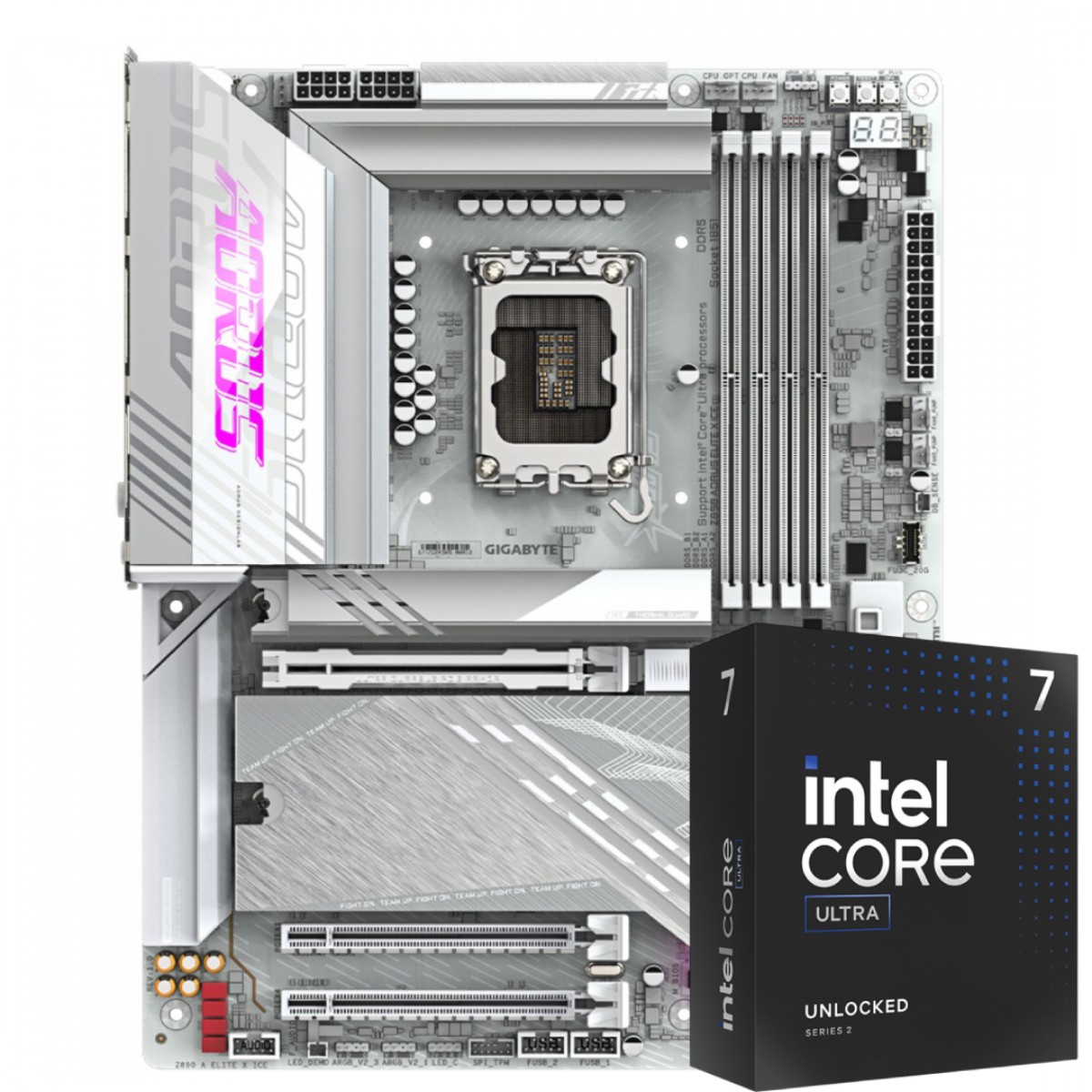 Kit Upgrade, Intel Core Ultra 7 265KF, Placa Mãe Gigabyte Z890 AORUS ELITE X ICE
