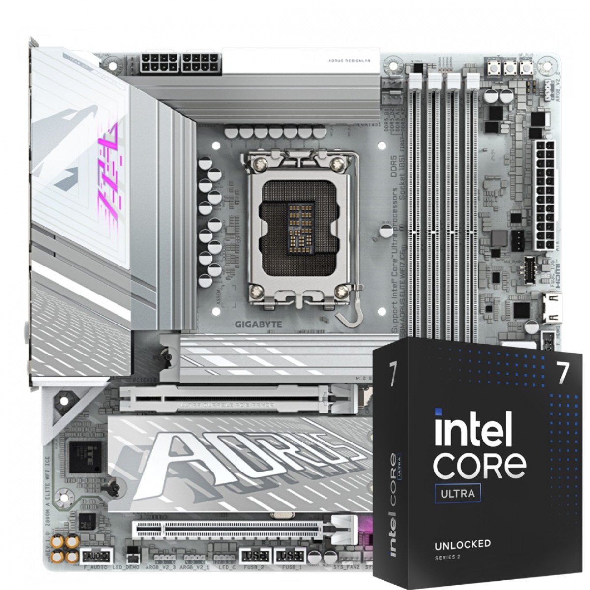 Kit Upgrade, Intel Core Ultra 7 265KF, Placa Mãe Gigabyte Z890M Aorus Elite WIFI7 ICE