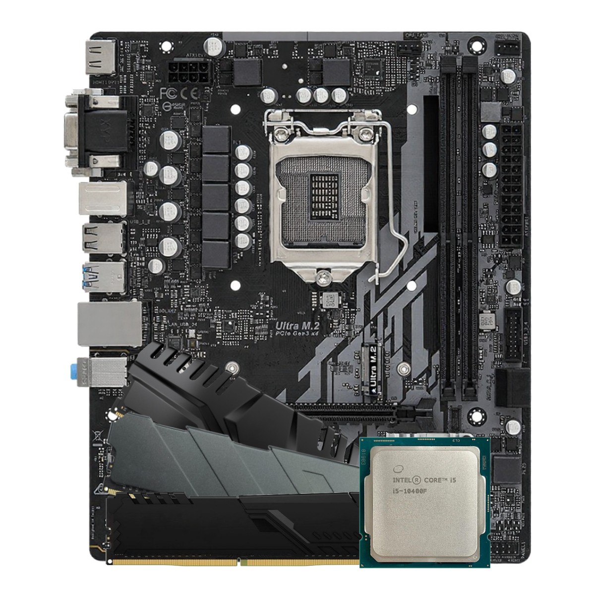 Kit Upgrade, Intel i5 10400F, Placa Mãe Chipset H510, Memória DDR4 8GB
