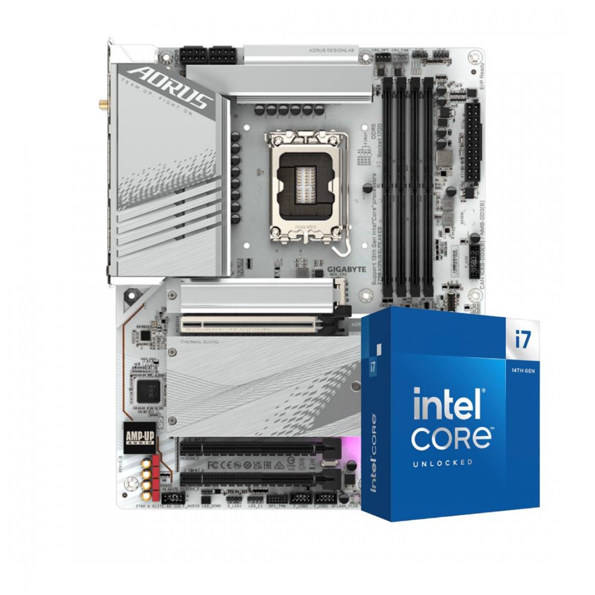 Kit Upgrade, Intel i7 14700KF, Placa Mãe Gigabyte Z790 AORUS Kit Upgrade, Intel i7 14700KF, Placa Mãe Gigabyte Z790 AORUS