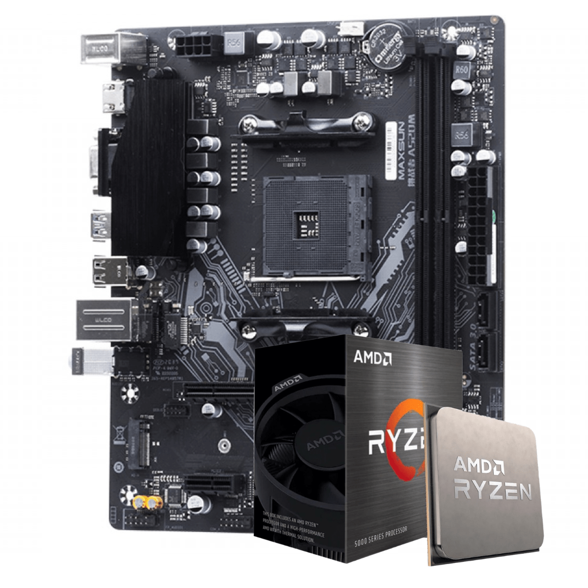 Kit Upgrade, AMD Ryzen 5 5600G, Placa Mãe MAXSUN A520M MS-Challenger, 