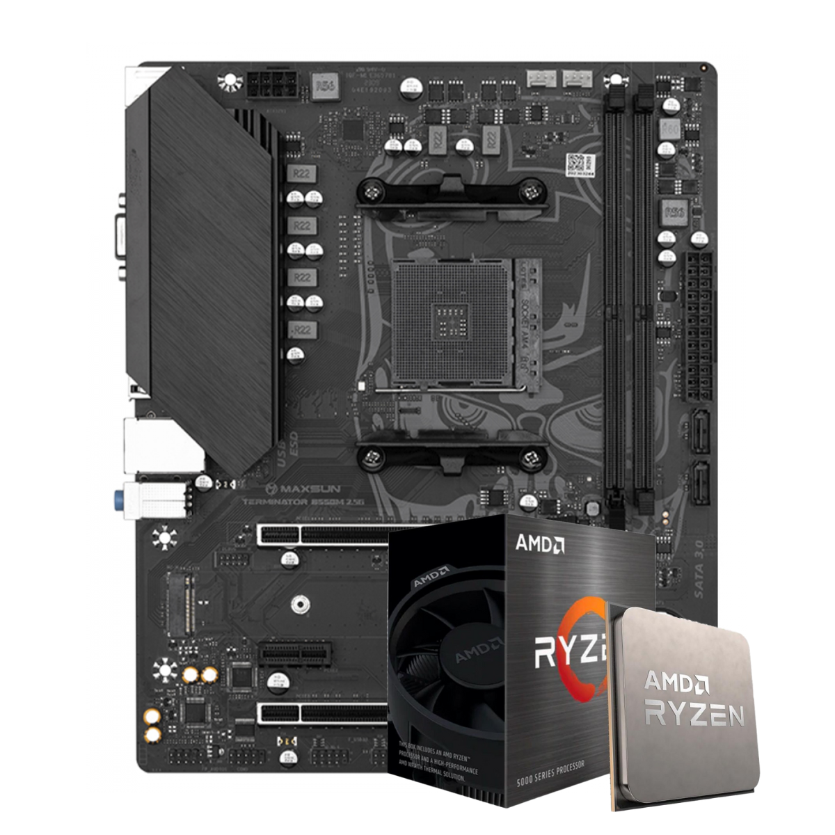 Kit Upgrade, Placa Mãe MAXSUN B550M MS-Terminator, AMD Ryzen 5 5600