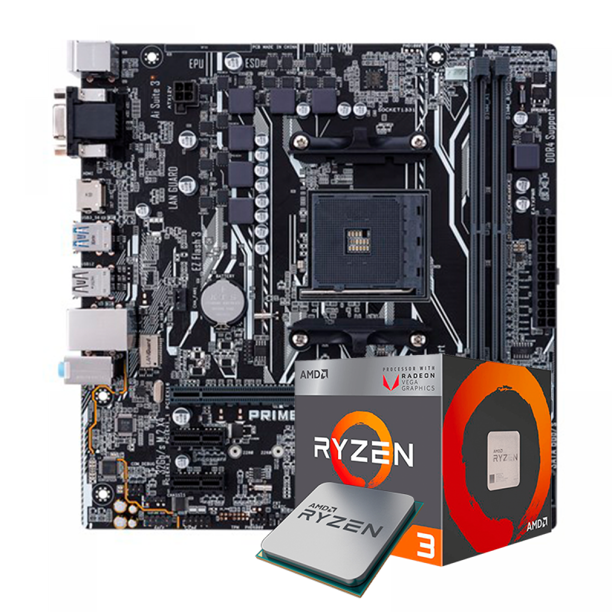 Kit Upgrade, AMD Ryzen 3 2200G, ASUS Prime A320M-K