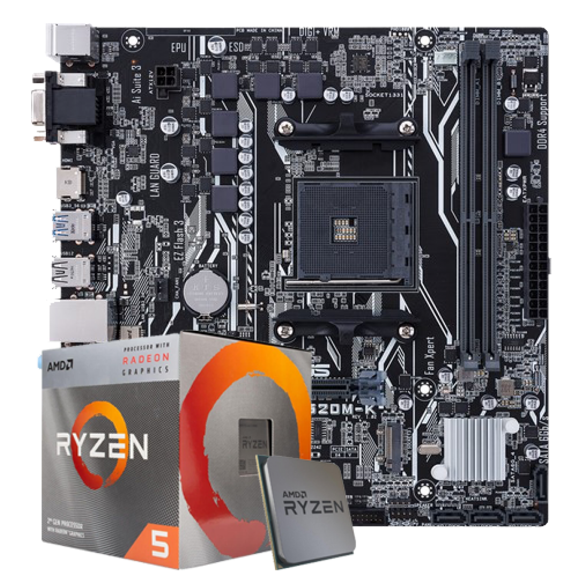 Kit Upgrade Placa mãe Asus Prime A320M-K AMD AM4 + Processador AMD Ryzen 5 2600