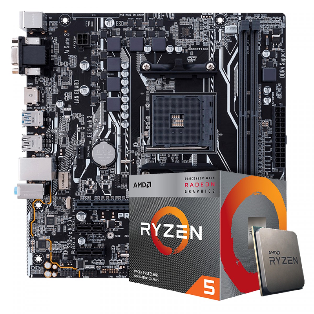 Kit Upgrade, AMD Ryzen 5 3400G, Asus Prime A320M-K