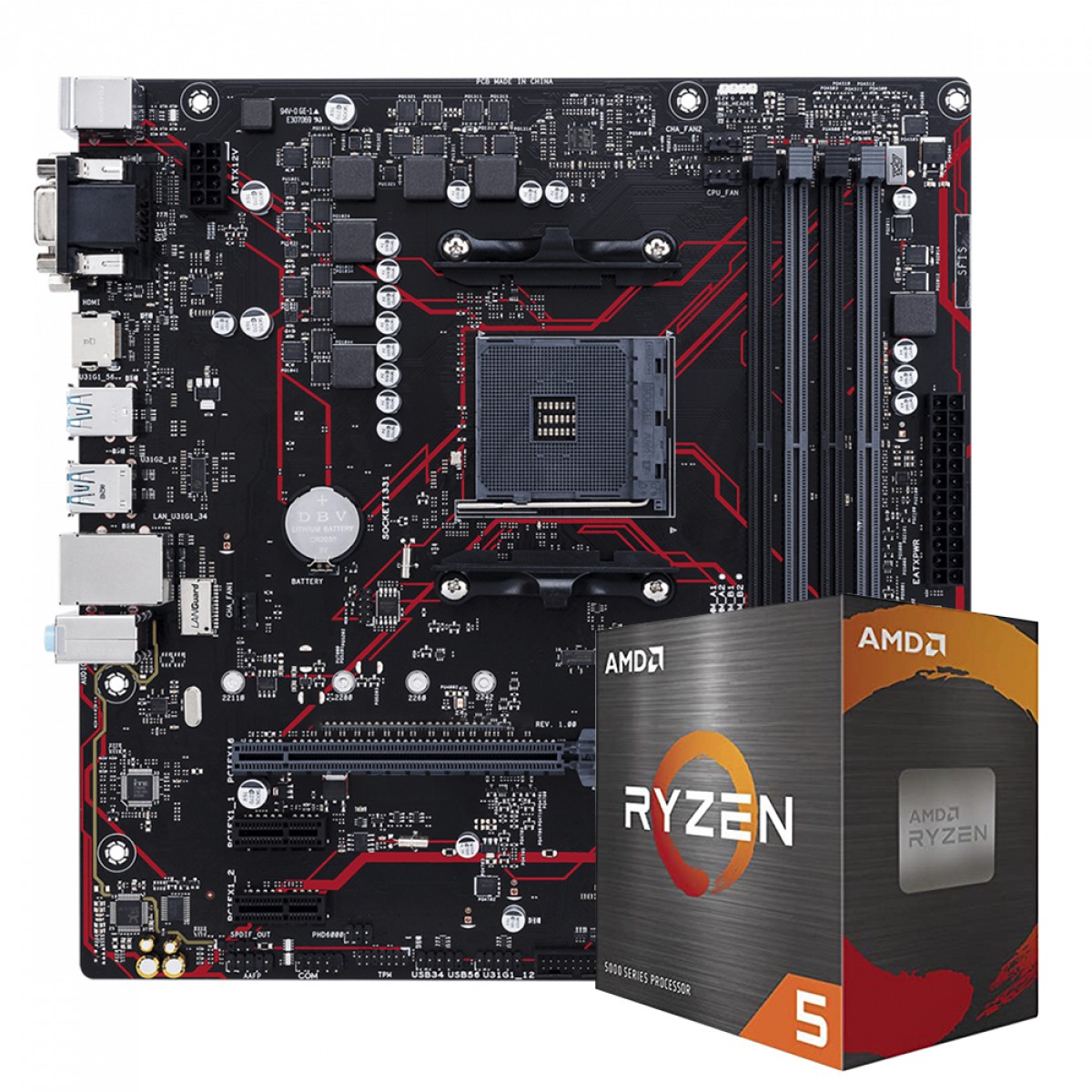 Kit Upgrade, AMD Ryzen 5 3600, + Placa Mãe Chipset B550