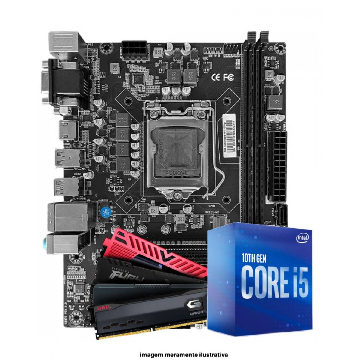 Kit Upgrade, Placa Mãe H510, Intel Core i5 10400F, Memória 16GB DDR4