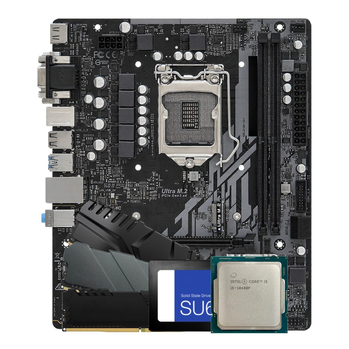 Kit Upgrade Placa Mãe H510 + Intel Core i5 10400F + Memória 8GB DDR4 + SSD 240GB