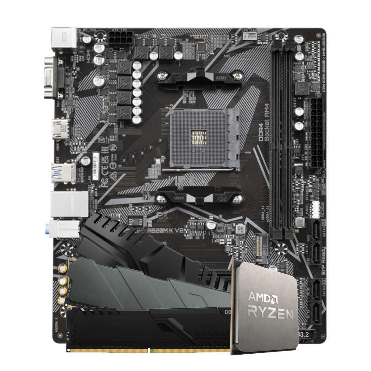 Kit Upgrade, Ryzen 5 5500, Placa Mãe A520, 16GB DDR4
