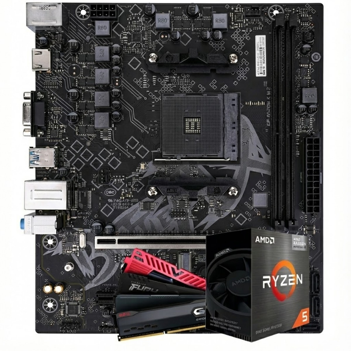 Kit Upgrade Ryzen 5 5600GT, Placa Mãe Colorful BATTLE-AX A520M-K, Memória 16GB DDR4