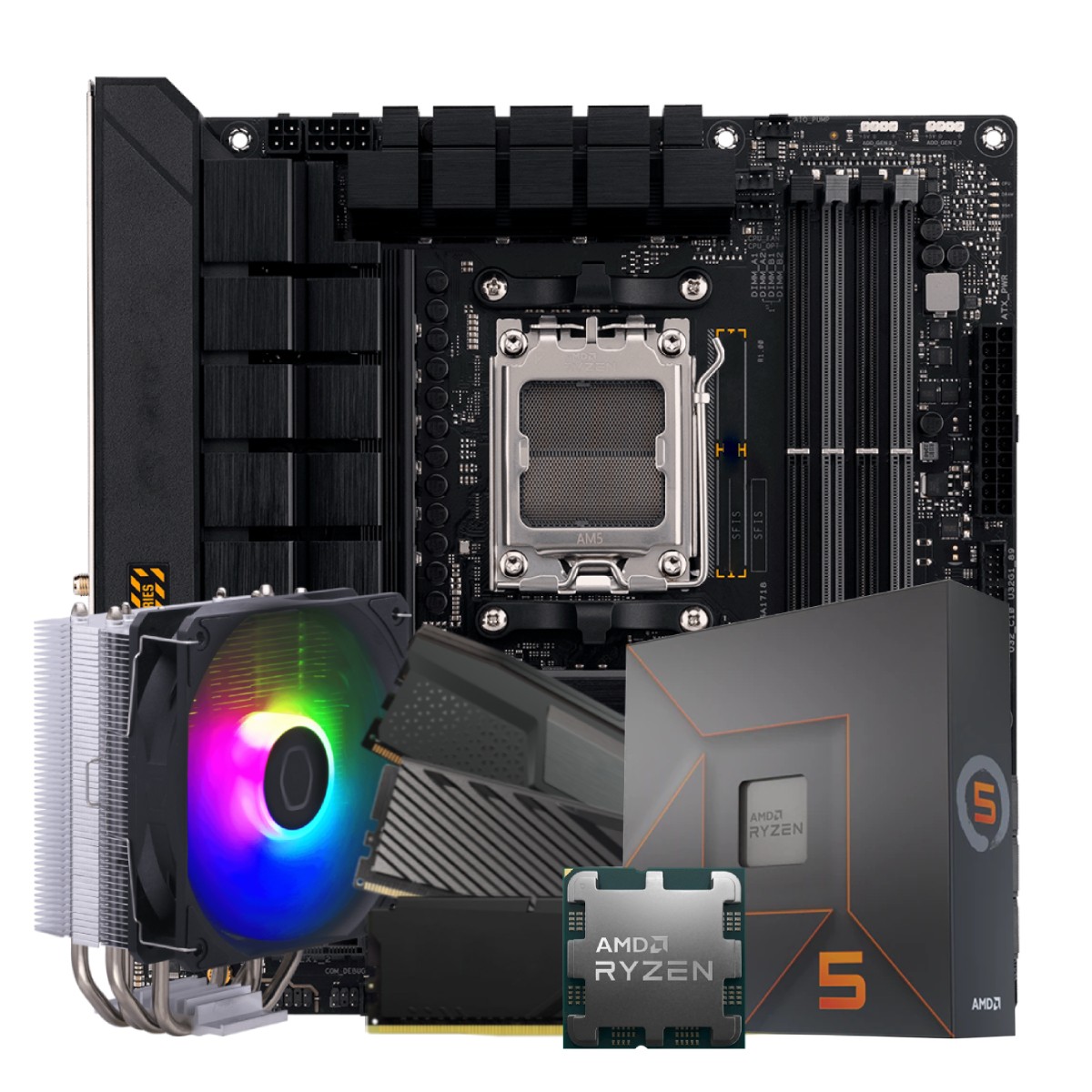 Kit Upgrade Ryzen 5 7600X, Placa Mãe Chipset B650, Memória DDR5 32GB