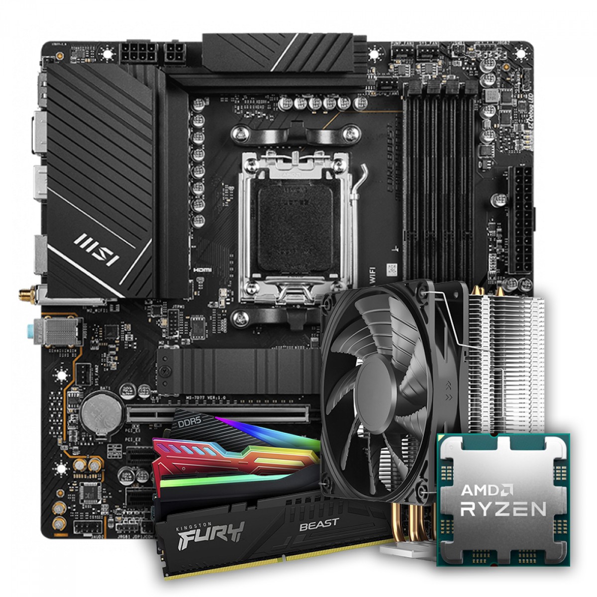 Kit Upgrade Ryzen 5 7600X + Placa Mãe MSI PRO B650M-A WIFI + 32GB DDR5