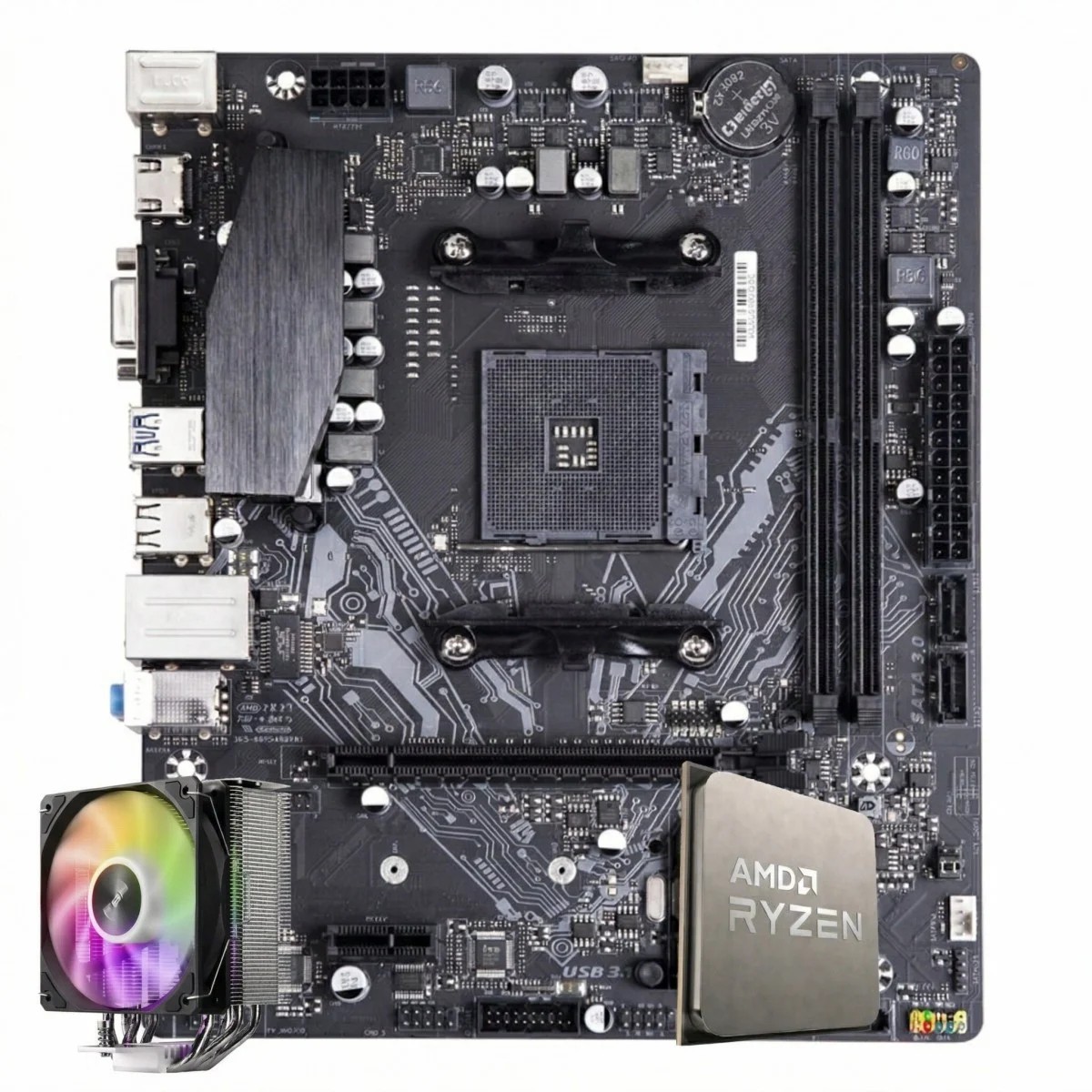 Kit Upgrade Ryzen 7 5700X + Placa Mãe Chipset B550 + Air Cooler