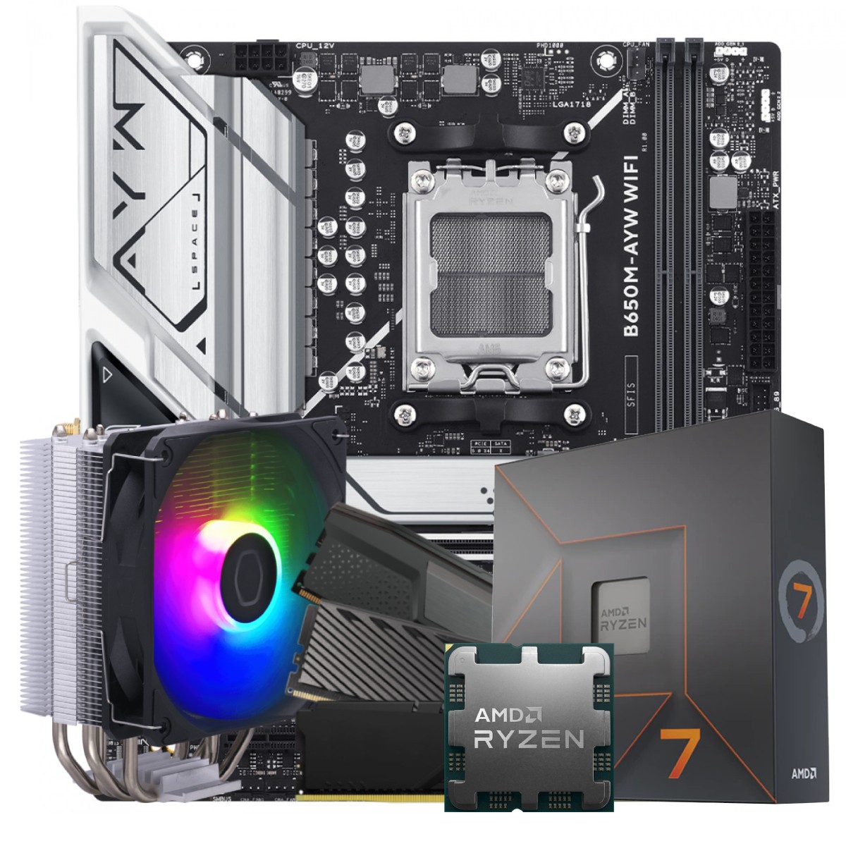 Kit Upgrade Ryzen 7 7700X + Placa Mãe Chipset B650 + DDR5 16GB