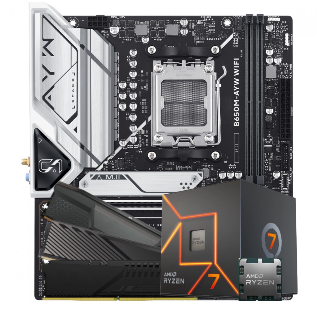 Kit Upgrade, Ryzen 7 8700F, Placa Mãe Chipset B650 DDR5, Memória