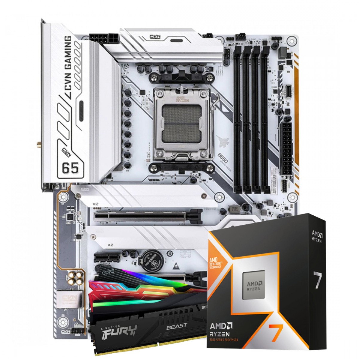 Kit Upgrade, Ryzen 7 9800X3D, Placa Mãe Colorful CVN B650 Gaming Frozen V14, Memória 32GB DDR5